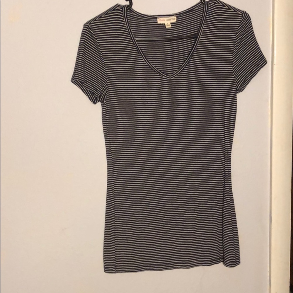 Navy and white striped shirt